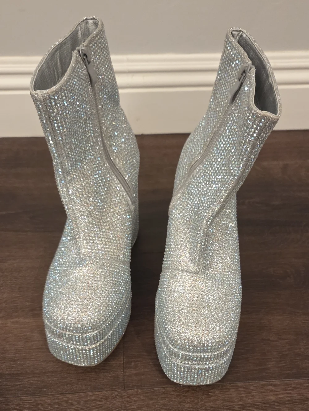 Forever Link Silver Rhinestone Platform Boot